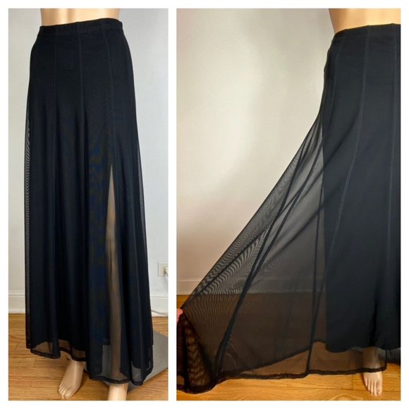 Veronique Young Stretch Mesh Maxi Skirt Sz 10 Made in USA Goth Grunge 90s Y2K - Picture 1 of 7